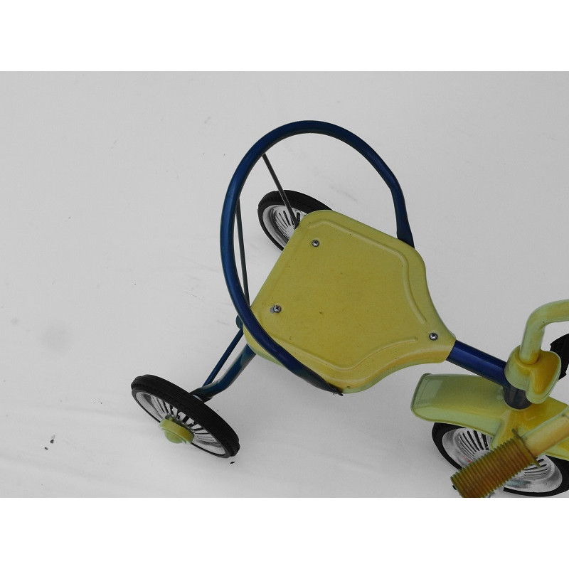 Triciclo Infantil  Estilo Antigo Retrô Amarelo e Azul Novo 
