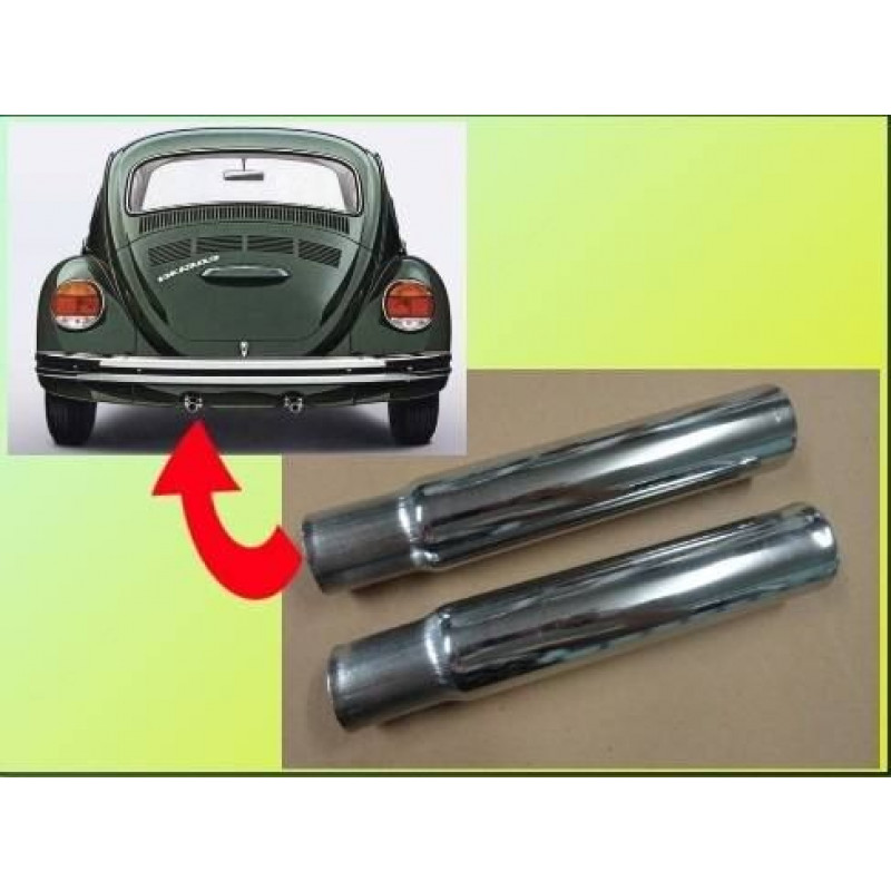 Tubo Escape Fusca Cromado Modelo Grosso Reto Boca Reta - Par