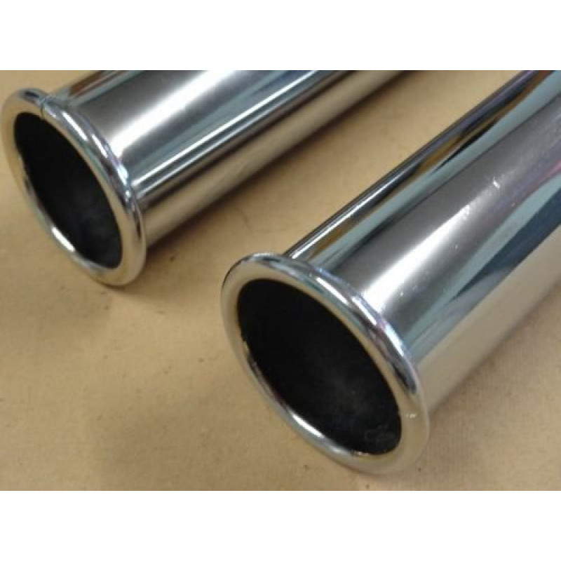 Tubo Escape Fusca Cromado Modelo Grosso Reto Boca Virolada - Par