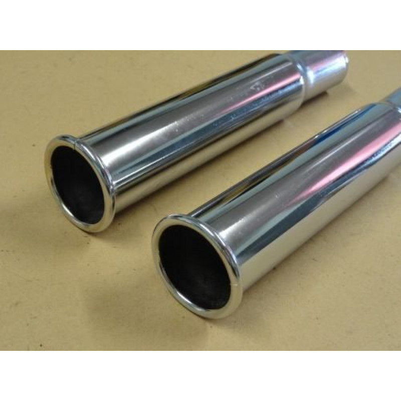 Tubo Escape Fusca Cromado Modelo Grosso Reto Boca Virolada - Par