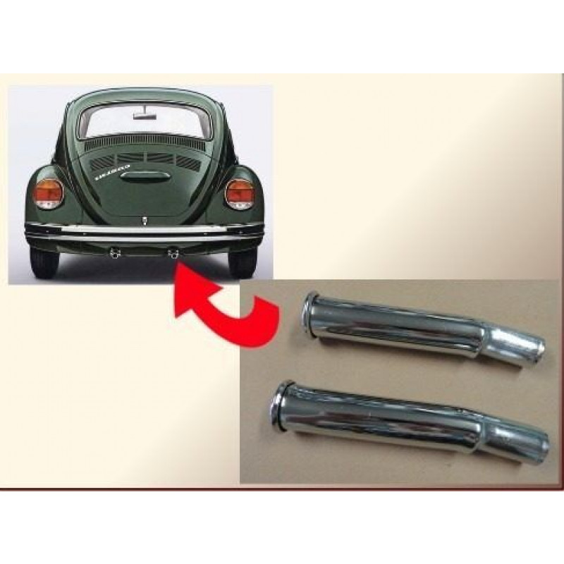 Tubo Escape Fusca Cromado Modelo Grosso Torto Boca Virolada - Par