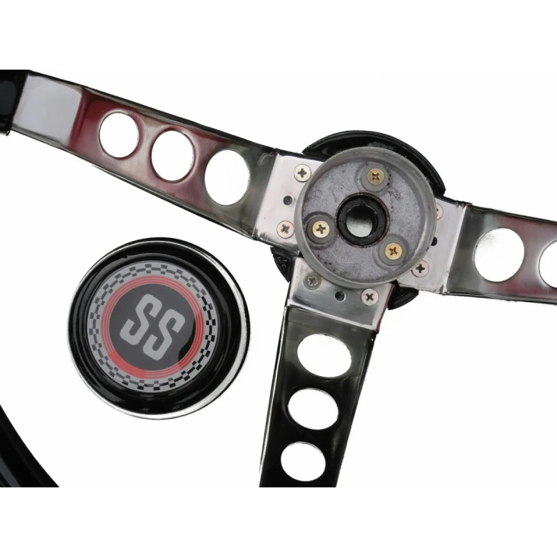 Volante Opala Caravan Ss Preto 3 Raios até 1977 Novo Estria Fina