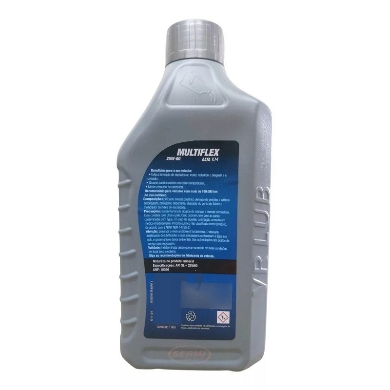Óleo Mineral 25w60 Api SL VR Lub Alta Km Carros Antigos 1Lt