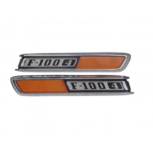 Emblema Lateral Capô Ford F-100 4 Cilindros 1976 a 1979 Original Usado - Par
