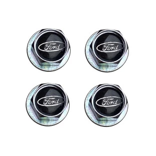 Parafuso Placa Logo Ford Resinado Preto Jogo com 4