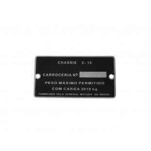 Plaqueta de Identificação Carroceria Chevrolet C-15 Reprodução Novo