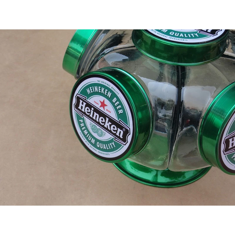Baleiro Giratório de Vidro Heineken Médio Decorativo Antigo