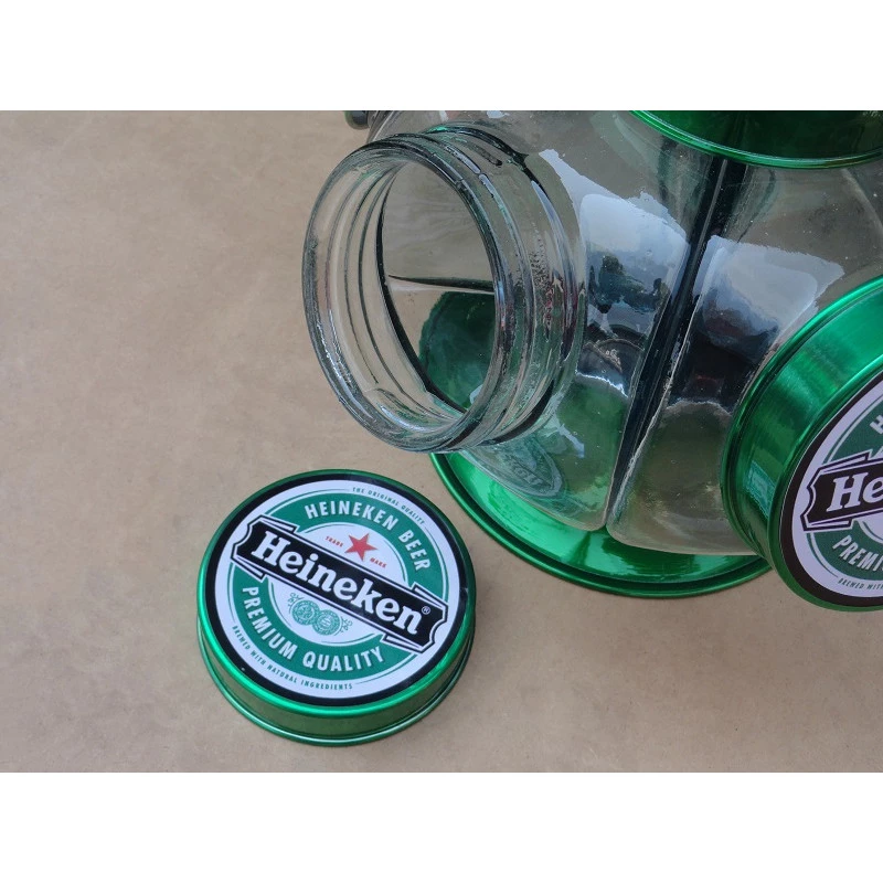 Baleiro Giratório de Vidro Heineken Médio Decorativo Antigo