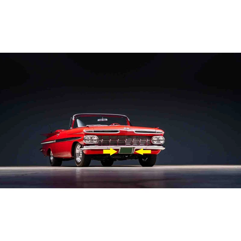 Batente Parachoque Dianteiro Placa Chev Impala Bel Air 1959 Cromado - Par