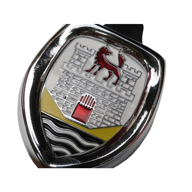 Emblema Brasão Capô com Moldura Wolfsburg Branco Fusca até 1966