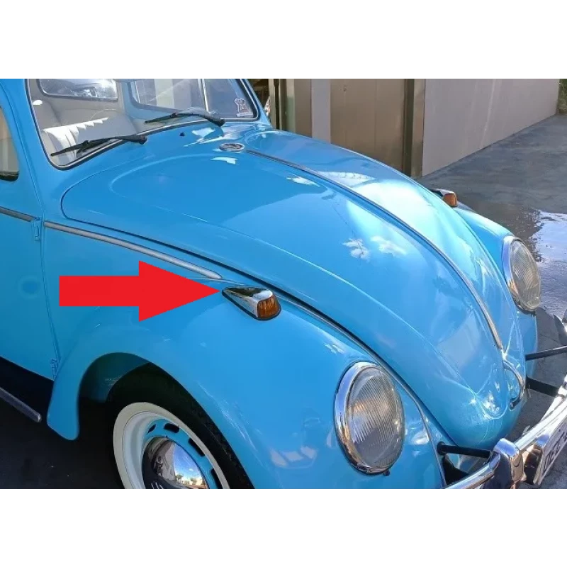 Capa Metal Cromado do Pisca Fusca 65 à 70 Sorriso Curto - Unitário