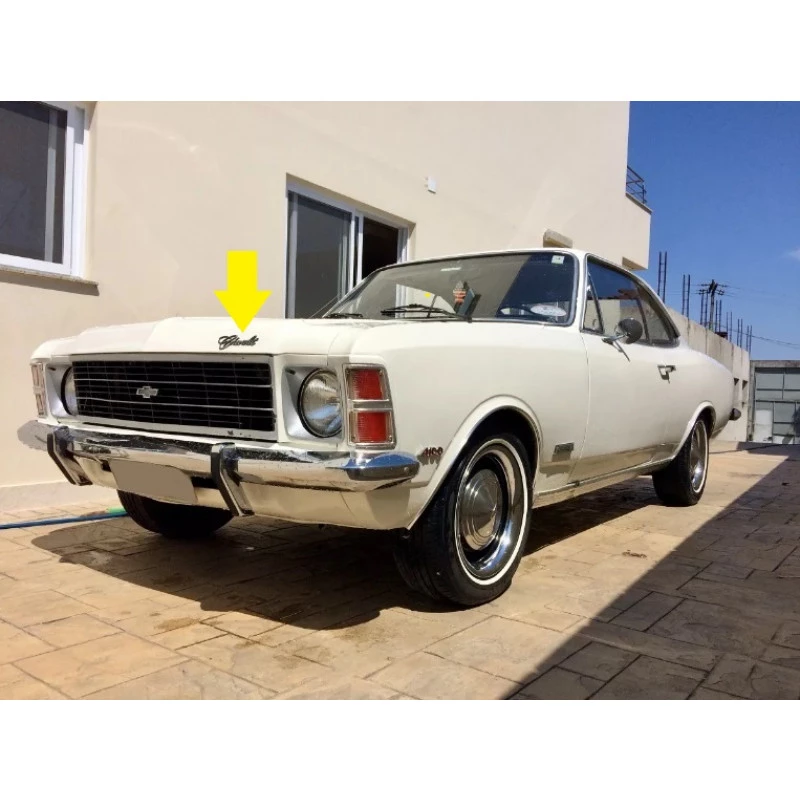 Emblema Chevrolet do Capo ou Tampa Traseira Opala e Caravan 1975 a 1979 Cromado Plástico Unitário