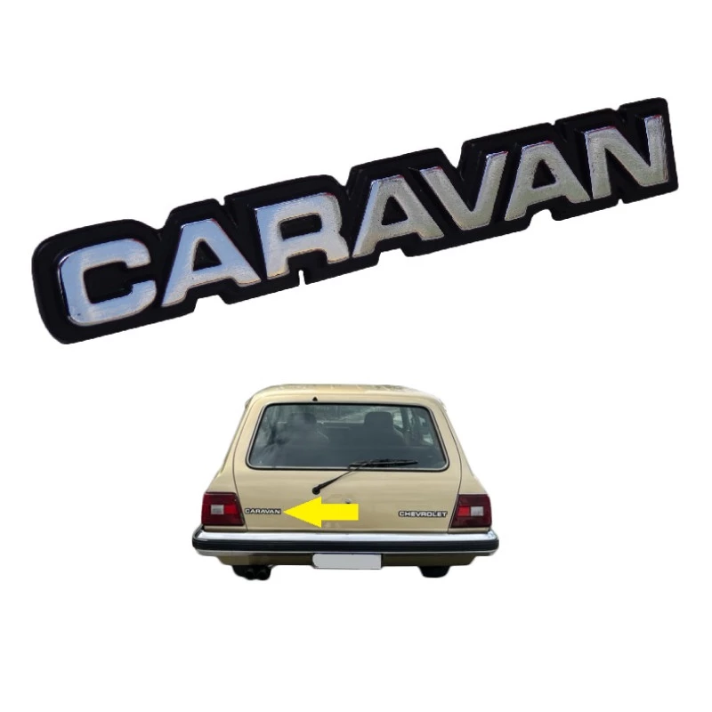 Emblema Caravan da Tampa Traseira Chevrolet Caravan Novo