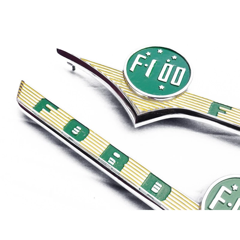 Emblema Lateral Ford F-100 58 à 61 Nacional Cromado Novo Par 