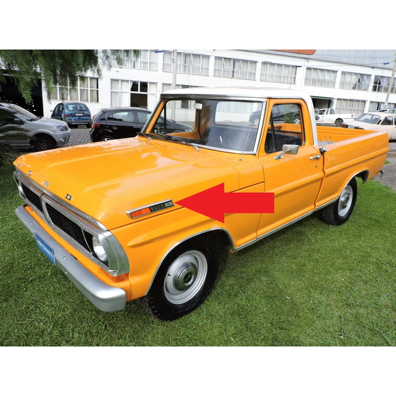 Emblema Lateral Capô Ford F-100 72 à 79 Restaurado Lente Reprodução Par 