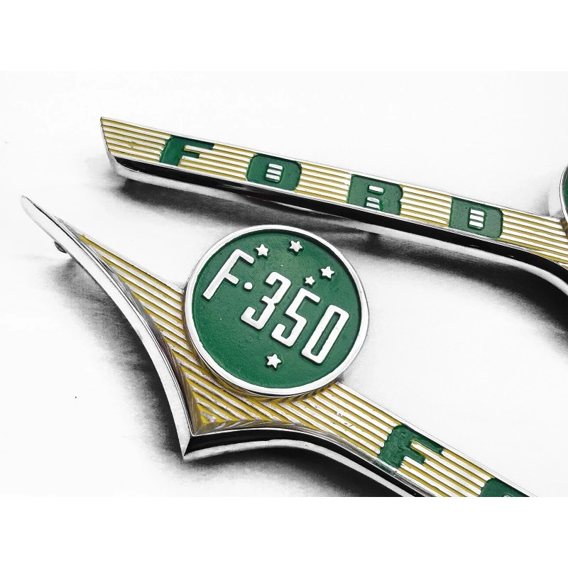 Emblema Lateral Ford F-350 58 à 61 Nacional Cromado Novo Par 