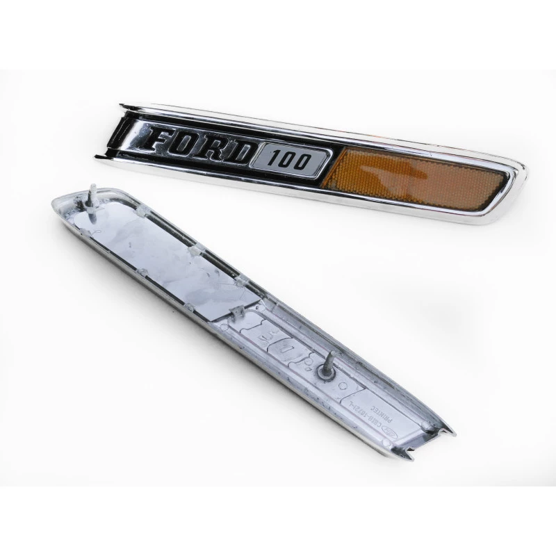 Emblema Lateral Capô Ford F-100 72 à 79 Restaurado Lente Reprodução Par 