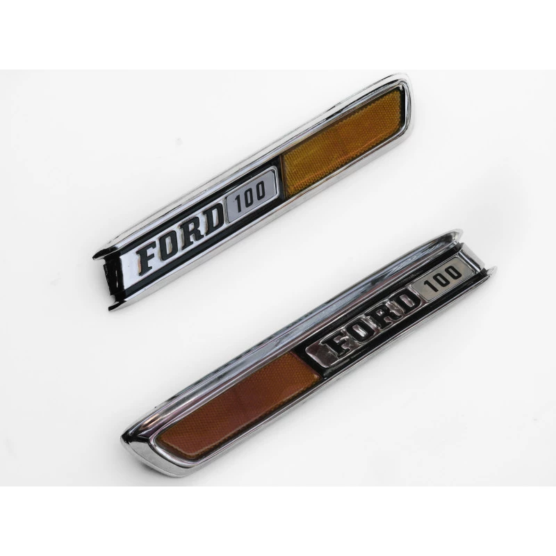 Emblema Lateral Capô Ford F-100 72 à 79 Restaurado Lente Reprodução Par 