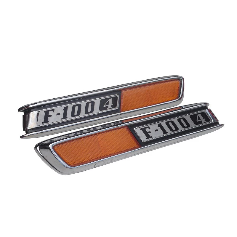 Emblema Lateral Capô Ford F-100 4 Cilindros 1976 a 1979 Original Usado - Par