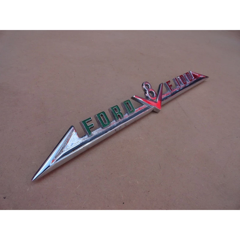 Emblema Lateral Capô F-100 V8 1965 a 1968 Original Cromado