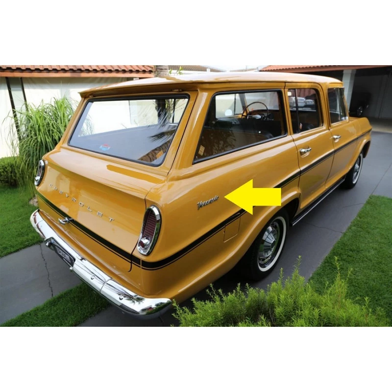 Emblema Lateral Traseira Veraneio 1964 a 1988 Cromado Fixação Pino Novo