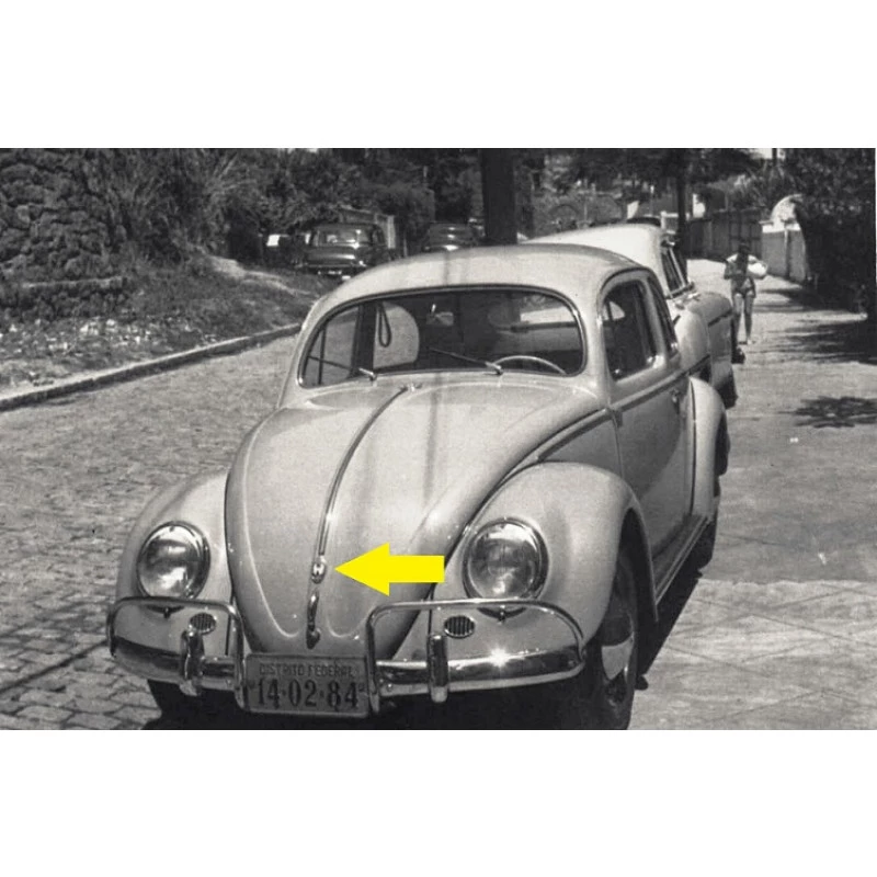 Emblema Brasão Capô com Moldura Wolfsburg Branco Fusca até 1966