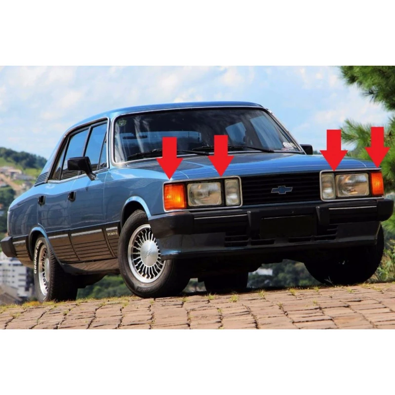 Friso Contorno Faróis Opala e Caravan Diplomata 85 à 87 Anodizado - Jogo