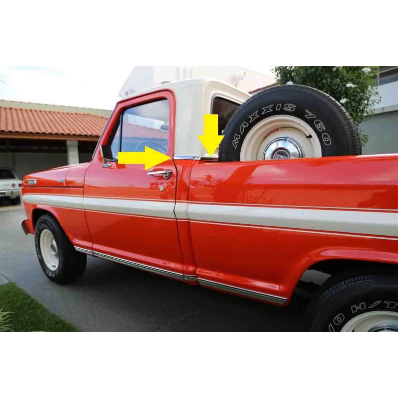 Friso Traseiro Cabine Ford F-100 F-1000 1972 a 1985 Inox - Jogo