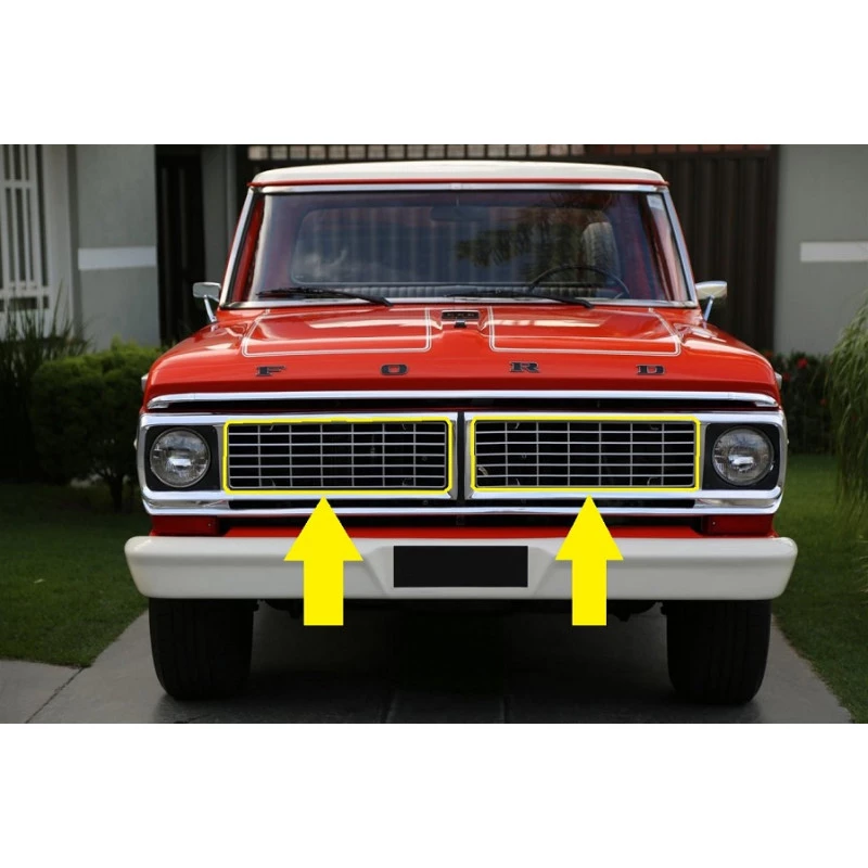 Grade Central Tela F-100 F-1000 F-4000 1972 a 1985 Prata Nova - Par