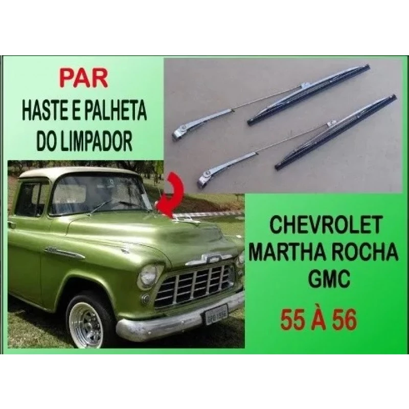 Haste e Palheta do Limpador Marta Rocha e GMC 1955 a 1959 Importada - Par