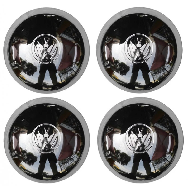 Calota Abaulada 4 Furos Cromada Fusca Kombi para Roda Original - Jogo