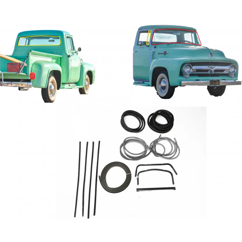 Borracha Kit F-100 56 e 59 à 61 Parabrisa Vigia Porta Canaleta Quebra Vento 