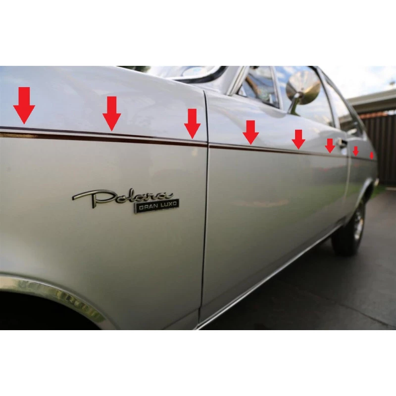 Friso Lateral Dodge Polara Preto E Cromado - Jogo