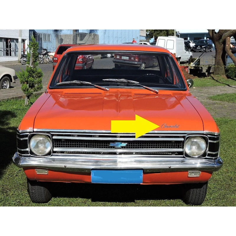 Emblema Chevrolet Opala 71 a 74 da Grade Bico do Capô e Traseira Contorno Preto