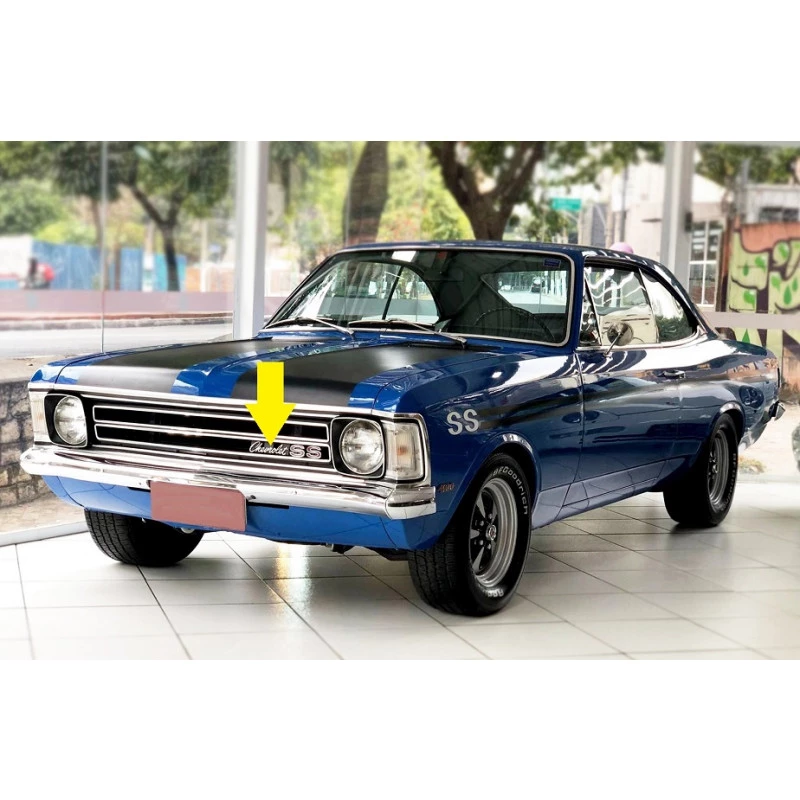 Emblema Chevrolet Opala 71 a 74 da Grade Bico do Capô e Traseira Contorno Preto
