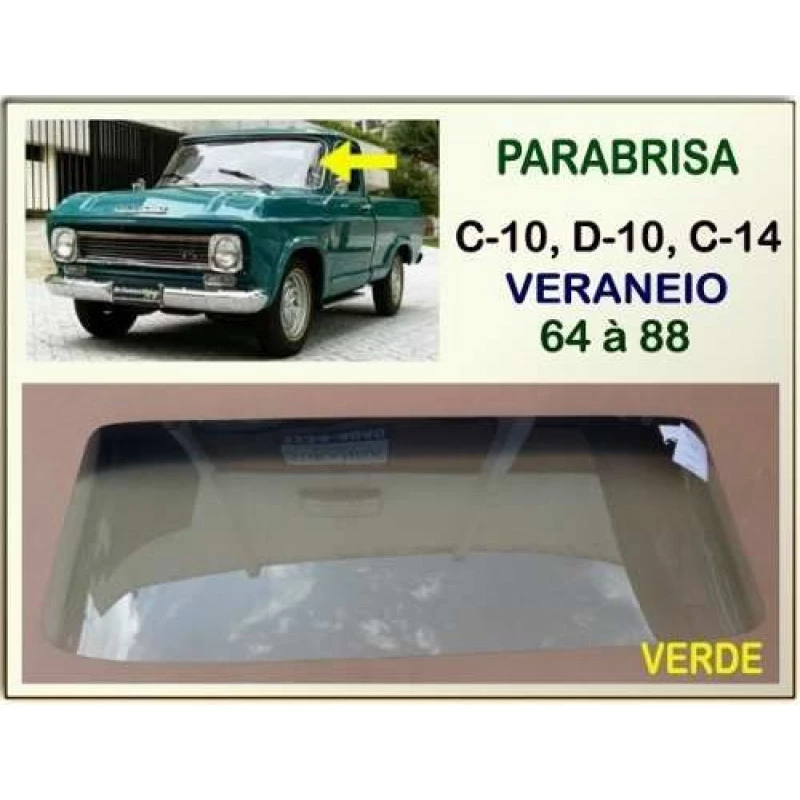 Vidro Parabrisa Dianteiro  C-10 D-10 Veraneio Caminhões 64 à 85 Verde Degradê