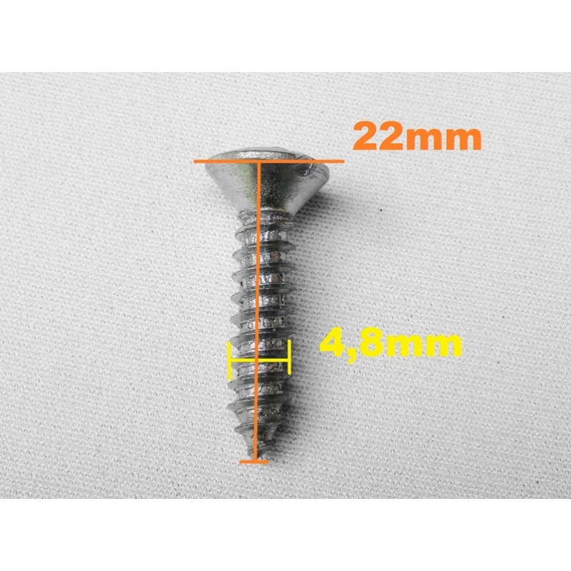 Parafuso Cabeça Cônica Fenda 4,8 x 22mm Auto Atarraxante Zincado Jogo com 10