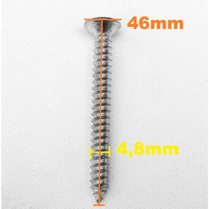 Parafuso Cabeça Cônica Phillips 4,8 x 46mm Auto Atarraxante Zincado Jogo com 10