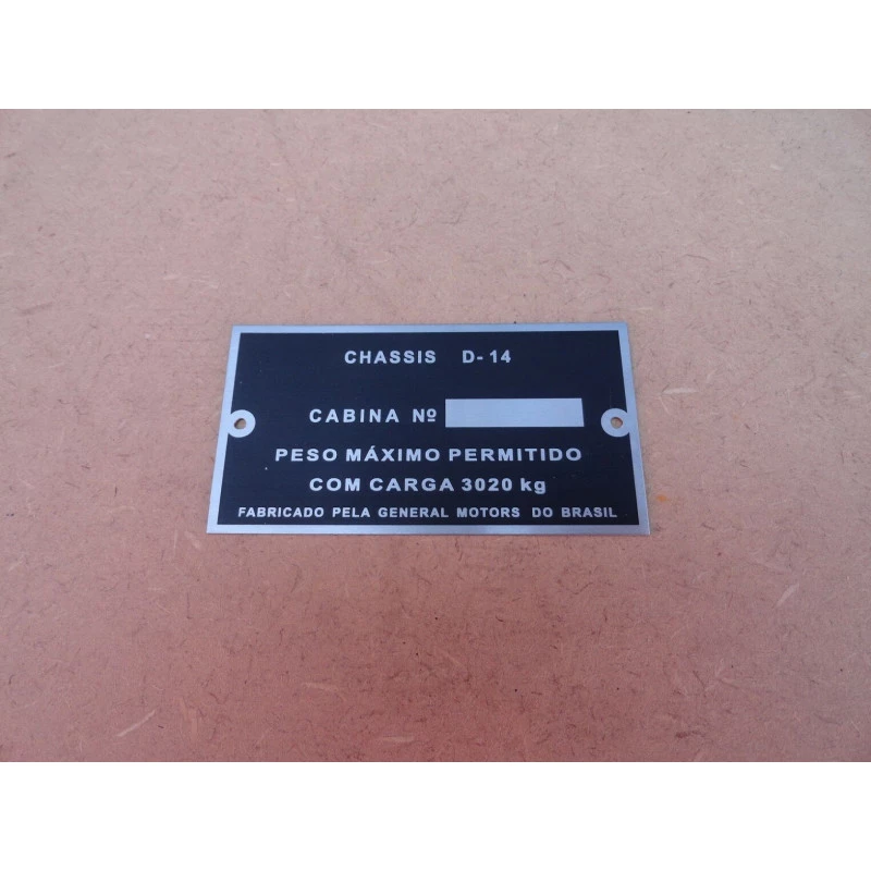 Plaqueta De Identificação D-10 1979 A 1985 Reprodução