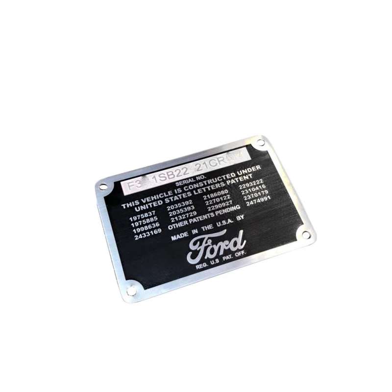Plaqueta Identificação Chassi F-1 F-8 1948 a 1952 Gravada Alto Relevo