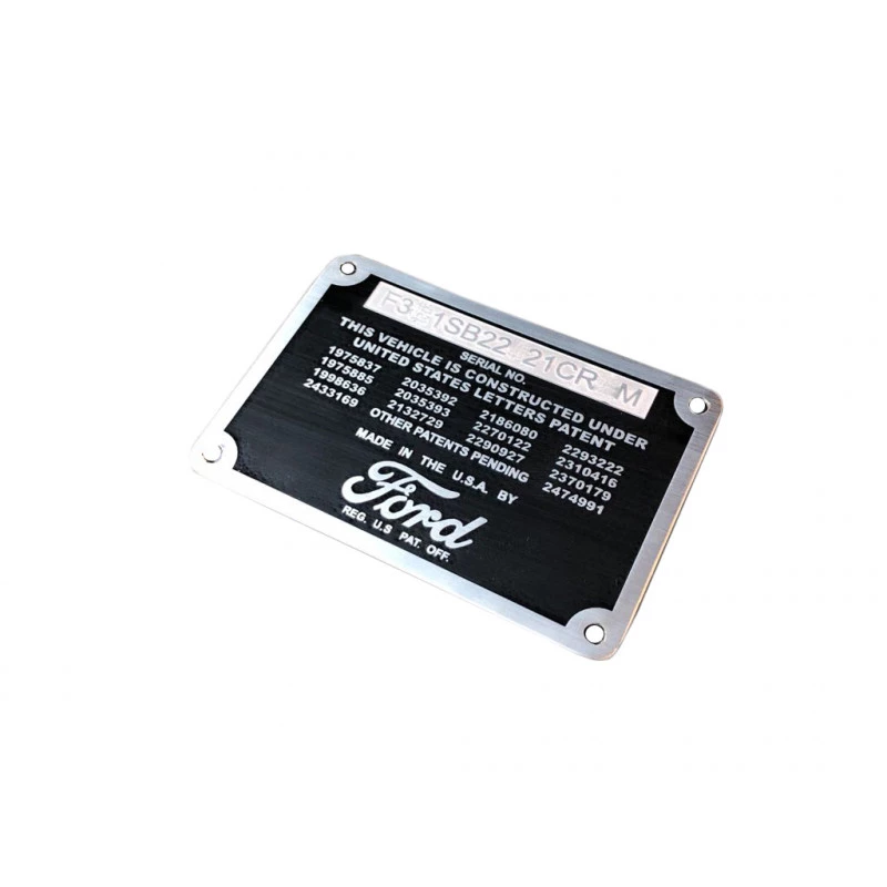 Plaqueta Identificação Chassi F-1 F-8 1948 a 1952 Gravada Alto Relevo