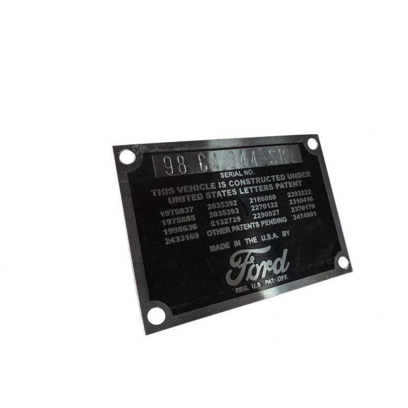 Plaqueta Identificação Chassi F-1 F-8 1948 a 1952 Gravada Baixo Relevo