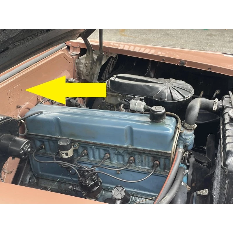 Plaqueta do Cofre do Motor Chevrolet 1955 a 1958 Bel Air Impala Biscayne Corvette