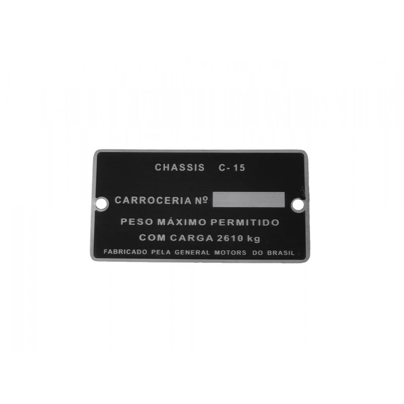 Plaqueta de Identificação Carroceria Chevrolet C-15 Reprodução Novo