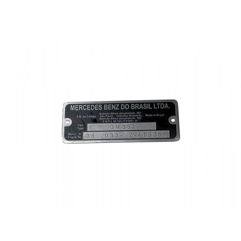 Plaqueta Identifica Motor Caminhão Mercedes Toyota Badeirante C/ Grav Alto Rel