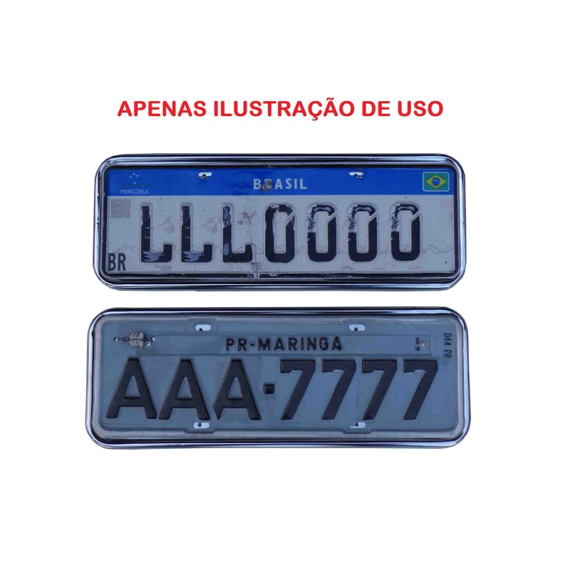 Suporte Moldura Cromada Placa Fusca até 70 Dianteiro e Traseiro - Par