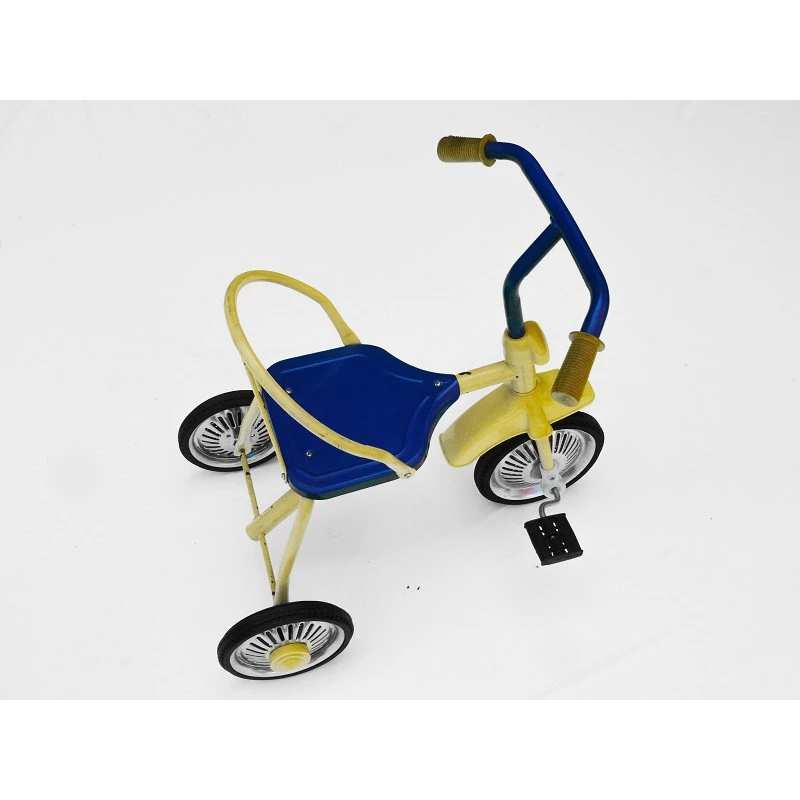 Triciclo Infantil  Estilo Antigo Retrô Amarelo e Azul Novo 