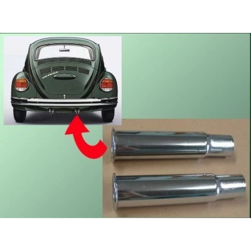 Tubo Escape Fusca Cromado Modelo Grosso Reto Boca Virolada - Par