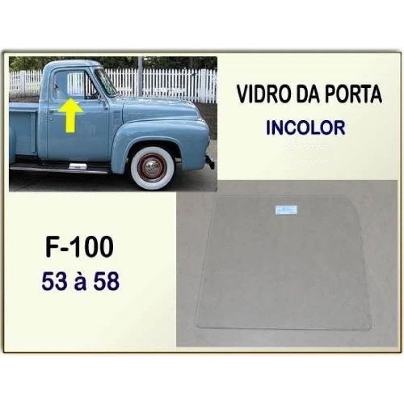 Vidro Porta F-100 1953 54 55 e 58 Incolor Novo